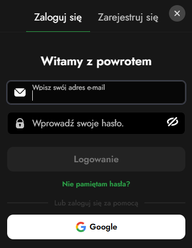Zaloguj się i Zarejestruj w Oscarspin